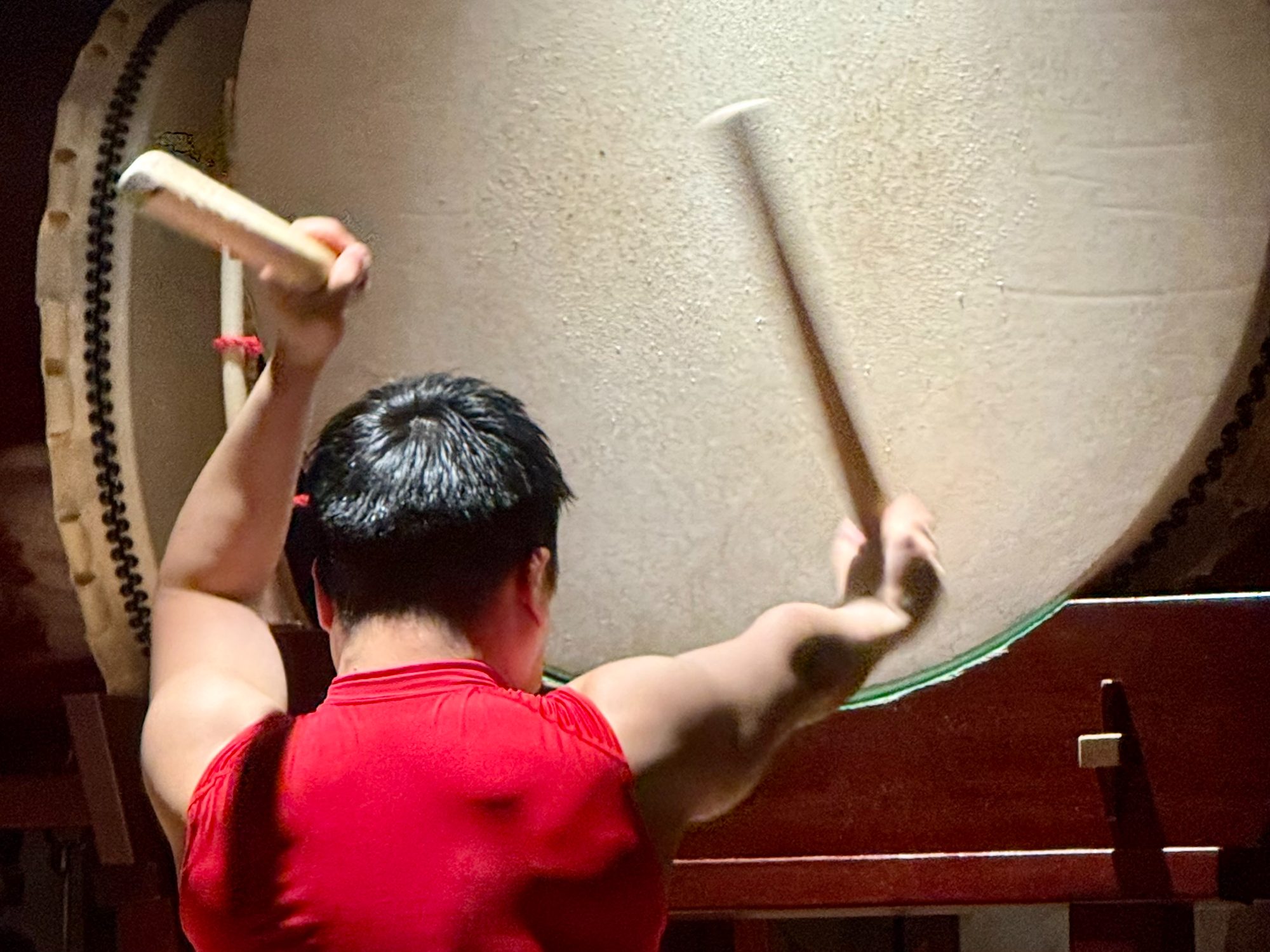 A taiko drummer performing in Japan