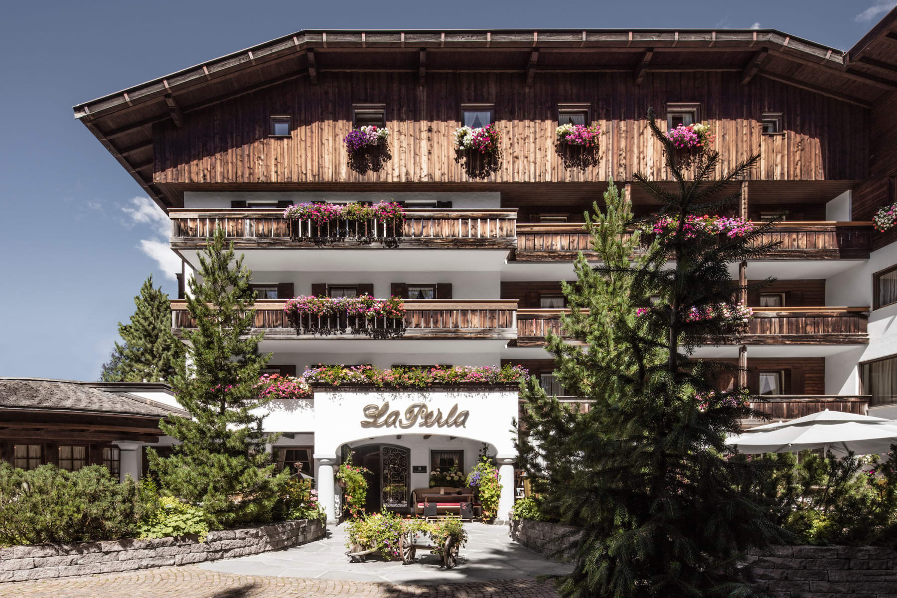 Hotel La Perla exterior in Corvara